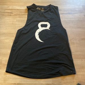 Zyia tank top large black with kettle bell moon